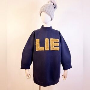 🖤 StyleNanda Korean Navy Sweatshirt (Oversized / Foam Lettering)
